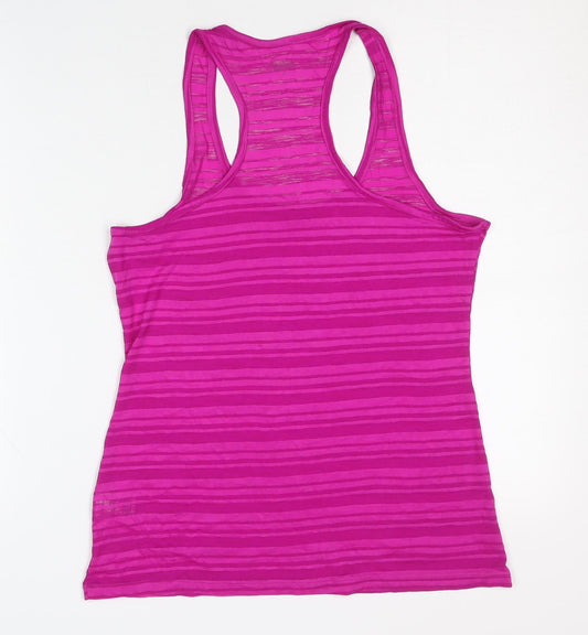 SHAMP Women's Pink M Striped Racerback Tank Top
