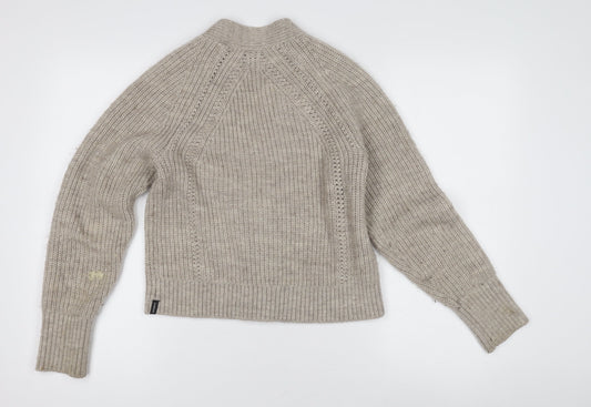 Superdry Women's Beige Cardigan Alpaca Blend Size 10