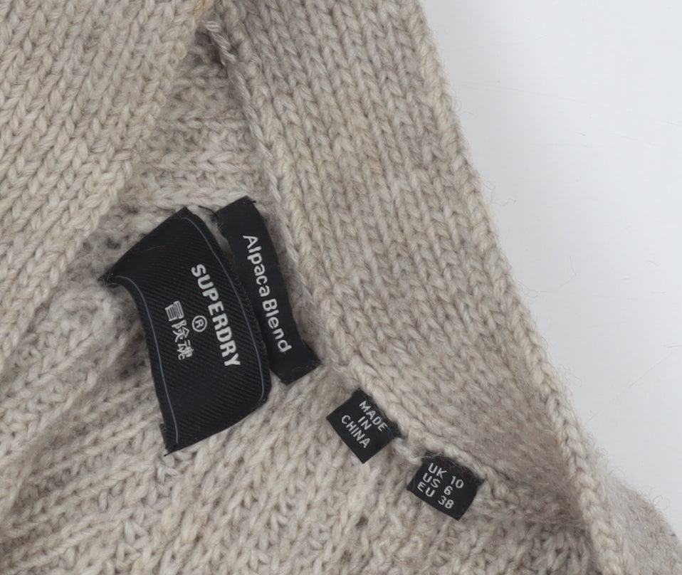 Superdry Women's Beige Cardigan Alpaca Blend Size 10