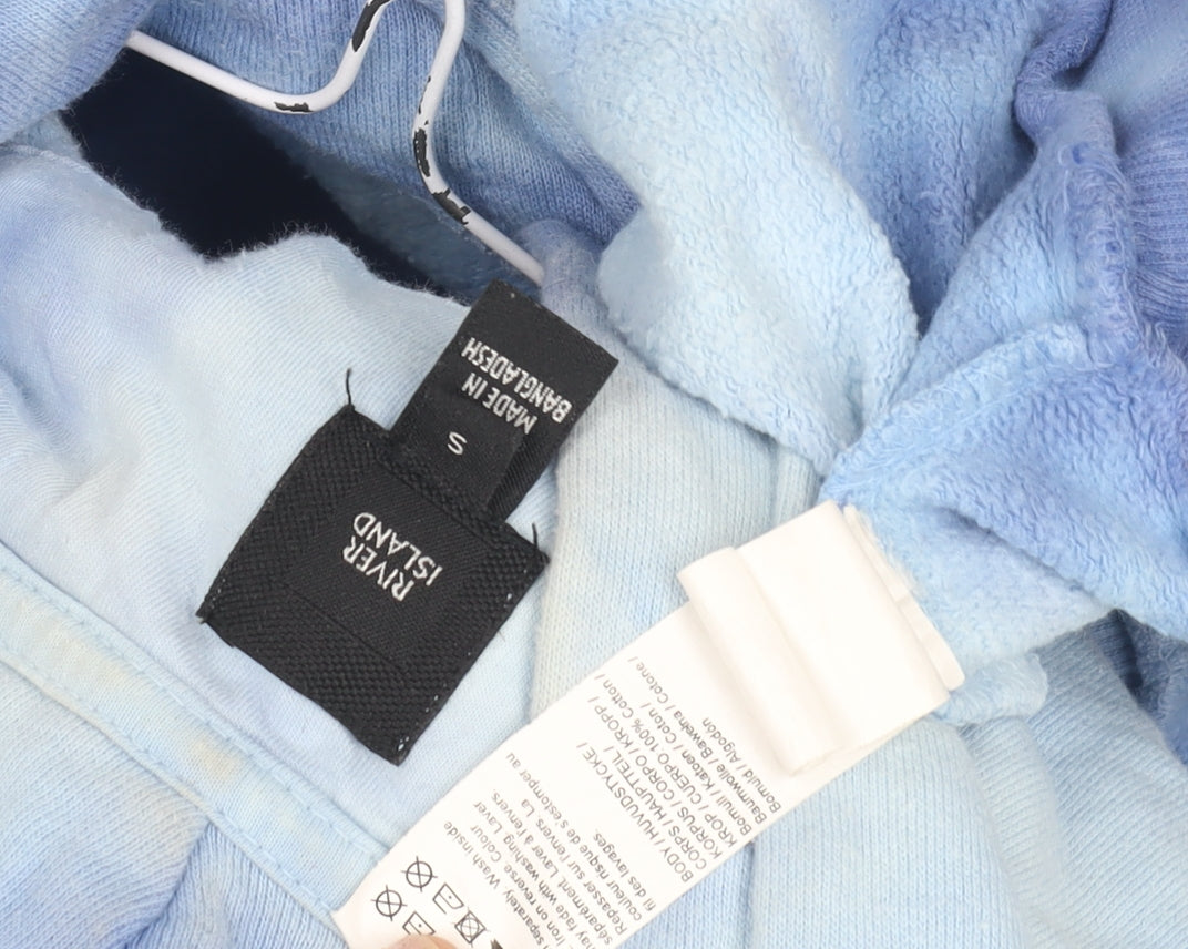 River Island Men's Blue Graphic Hoodie S