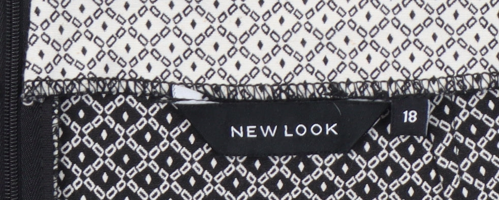 New Look Women's Black White Geometric Knee Skirt Size 18