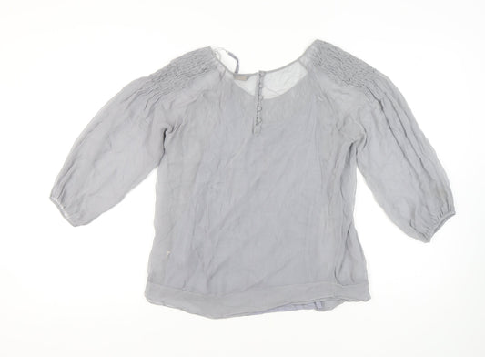 Massimo Dutti Women's Grey Balloon Sleeve Blouse Size 14