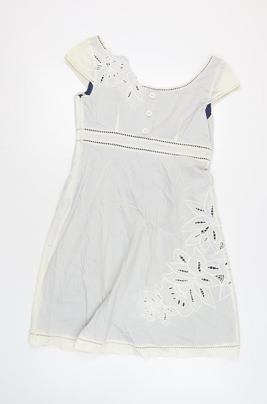 Karen Millen Women's White Floral Dress Size 14