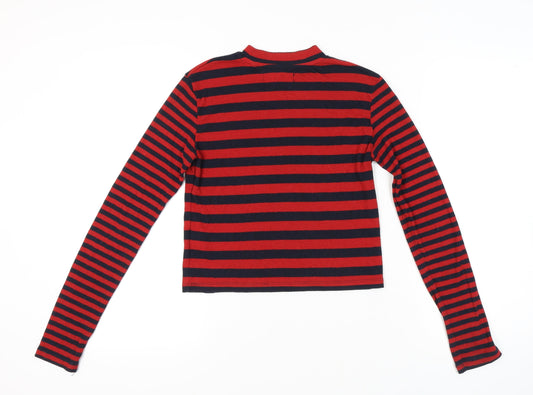 Superdry Women's Red Striped Cropped T-Shirt, M