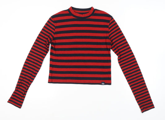 Superdry Women's Red Striped Cropped T-Shirt, M