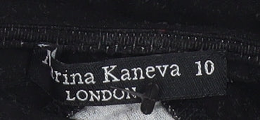 Brand and care label for Katrina Kaneva Black Floral Fit & Flare Dress, size 10
