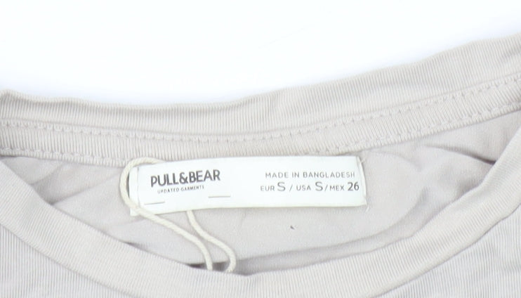 Pull & Bear Women's Beige T-Shirt, Size 10, Casual Stretch Top