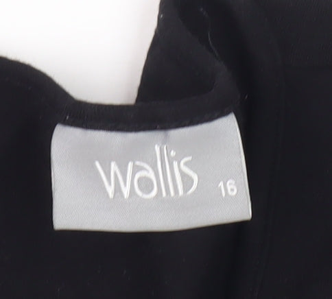 Brand and care label for Wallis Women's Black V-Neck Long Sleeve Top