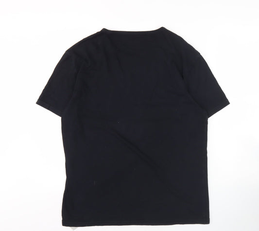 Emporio Armani Men's Black T-Shirt, L, Logo Accent