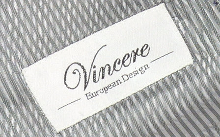 Brand and care label for Vincere Men's Grey 40 Regular Blazer Business Formal
