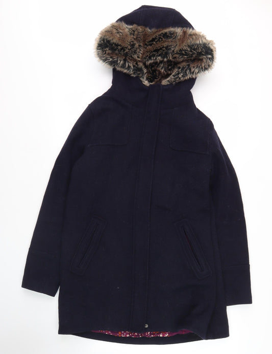 White Stuff Women's Blue Hooded Coat Size 12