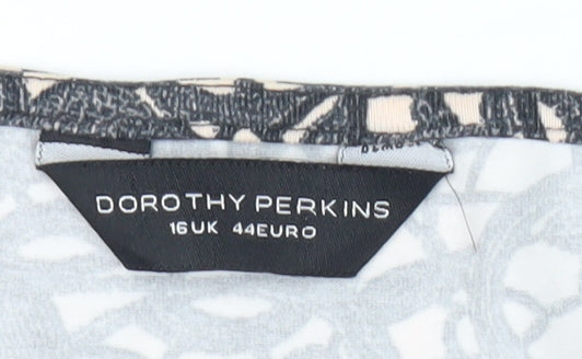 Brand and care label for Dorothy Perkins Women's Floral Lace Top, size 16, Multicoloured
