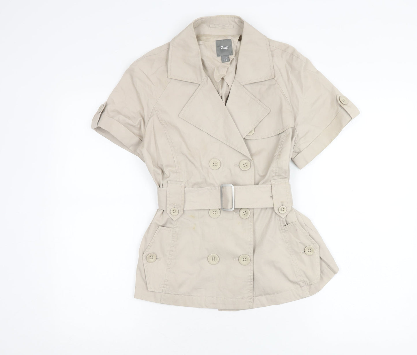 Gap Women's Beige Collared Short Sleeve Jacket Top Size 12