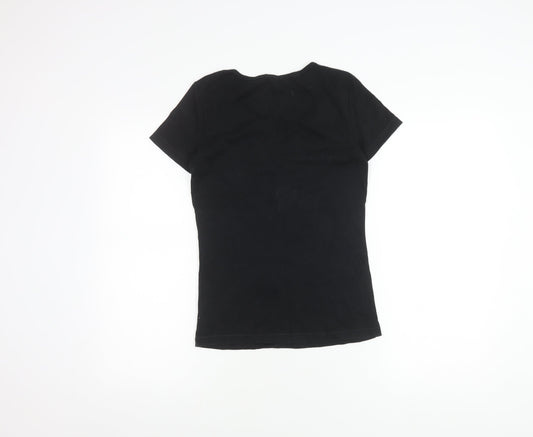 Domyos Women's Black Cotton T-Shirt, Short Sleeve, M