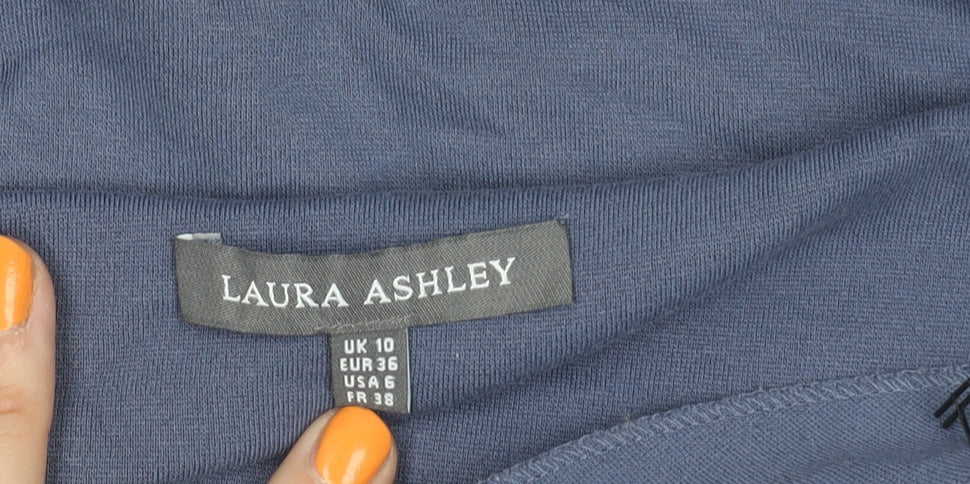 Laura Ashley Women's Blue Embroidered Top - Size 10