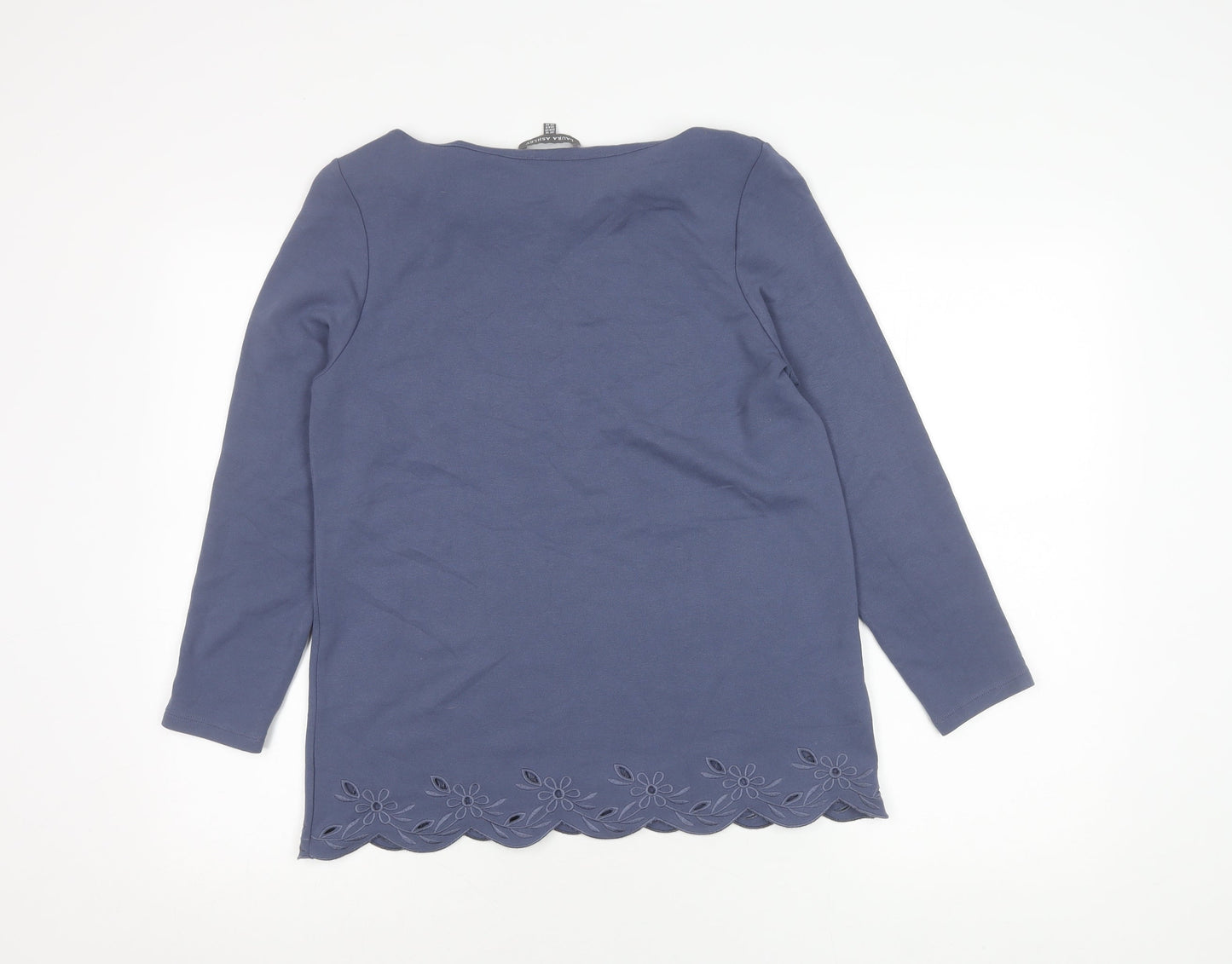 Laura Ashley Women's Blue Embroidered Top - Size 10