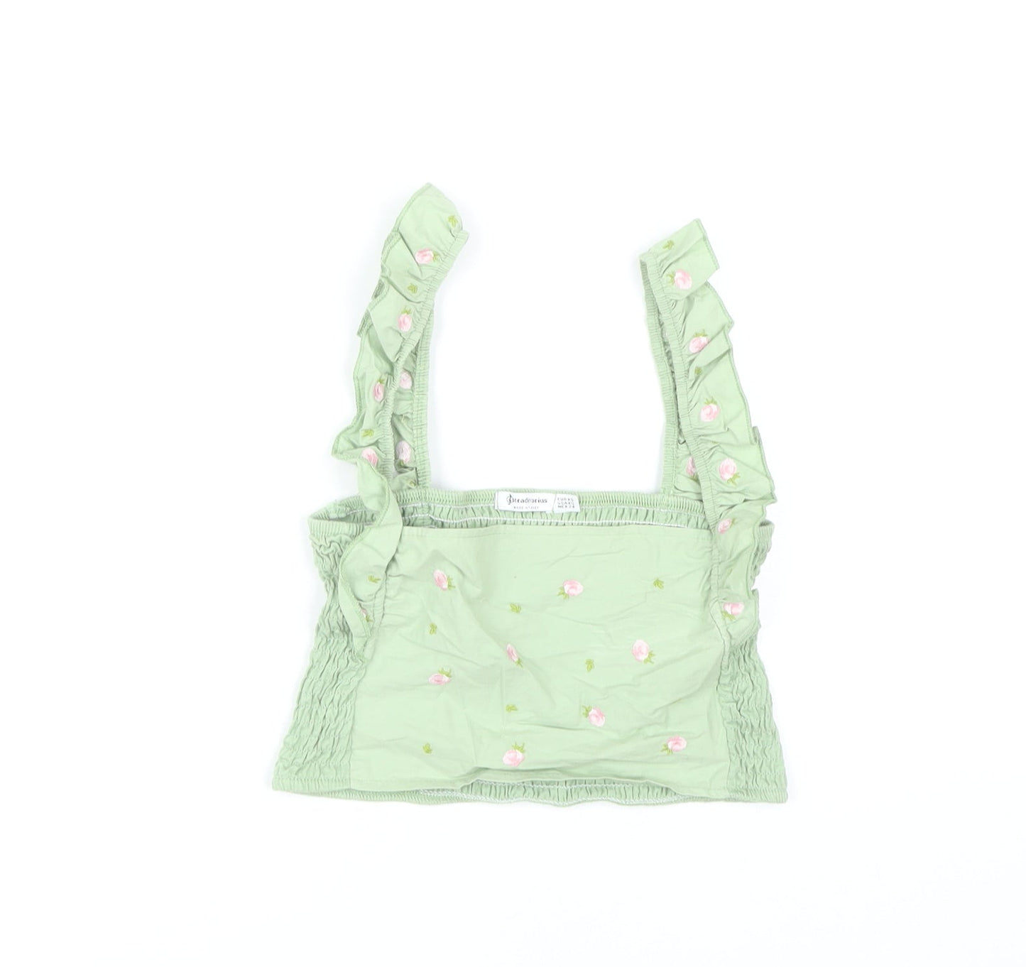 Stradivarius Women's Green Embroidered Camisole Tank - XS