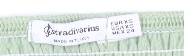 Stradivarius Women's Green Embroidered Camisole Tank - XS