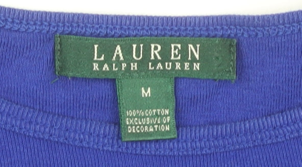 Lauren Ralph Lauren Women's Blue M Embroidered Top