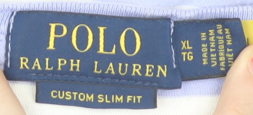 Polo Ralph Lauren Women's Blue Striped T-Shirt, XL