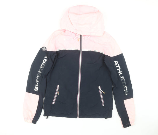 Superdry Women’s Hooded Jacket, S, Pink/Blue, Sports Casual
