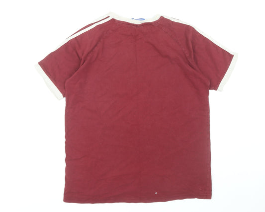 Adidas Men's Red Logo Crew Neck M T-Shirt