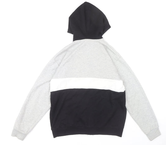 Fila Men's Medium Full Zip Hoodie - Black/Grey/White