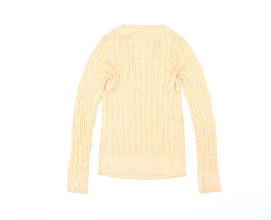 SuperDry Women's Yellow Cable-Knit Pullover Jumper L