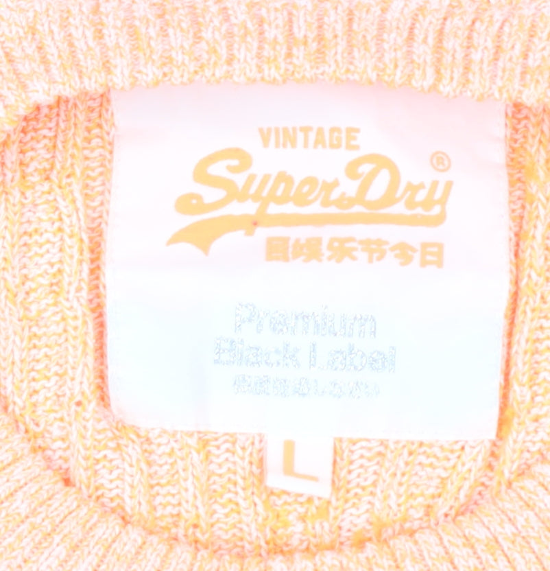 SuperDry Women's Yellow Cable-Knit Pullover Jumper L