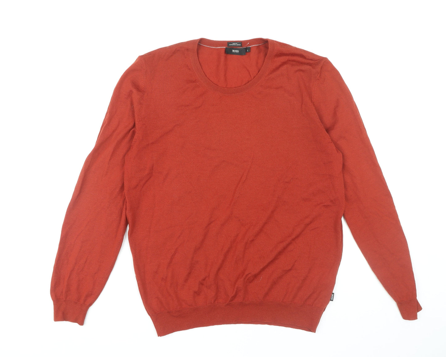 Boss Men's Red Slim Fit Wool Pullover Jumper L