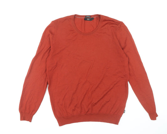BOSS Men's Red Slim Fit Wool Pullover Jumper L