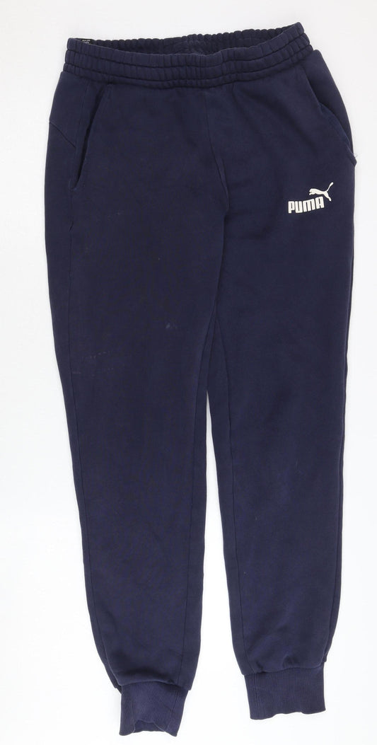 Additional front view of Puma Men's Blue Jogger Trousers M - Elastic Waist