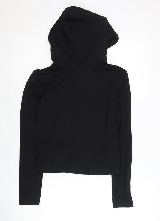 Zara Women Black Hoodie, Size 2, Lightweight, Casual