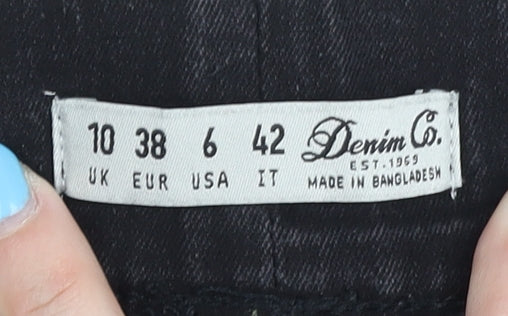 Brand and care label for Denim Co. Women's Black Skinny Jeans, size 10