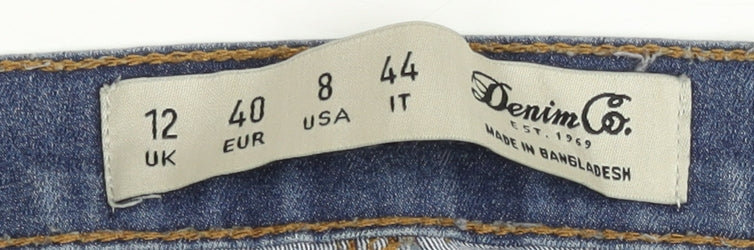 Brand and care label for Denim Co. Women's Blue Skinny Distressed Jeans, size 12