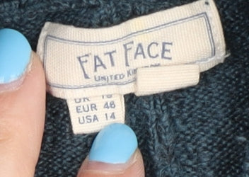 Fat Face Women's Blue Mock Neck Pullover Jumper UK 18