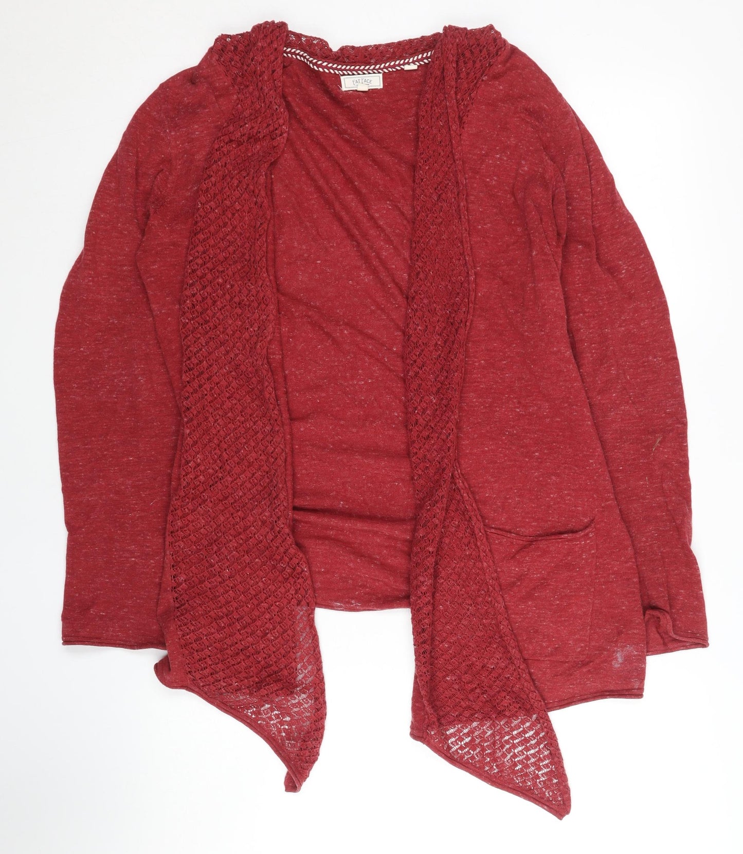 Fat Face Women's Red Open Front Cardigan Size 14