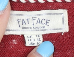 Fat Face Women's Red Open Front Cardigan Size 14