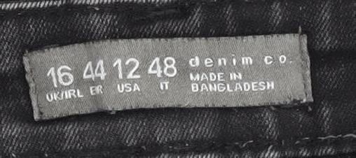Brand and care label for denim co Women's Black Skinny Jeans, size 16