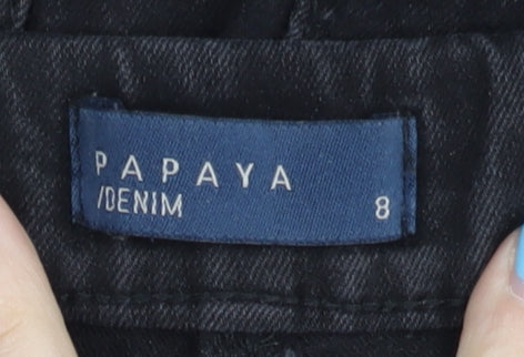 Brand and care label for Papaya Women's Black Slim Jegging Jeans, size 8