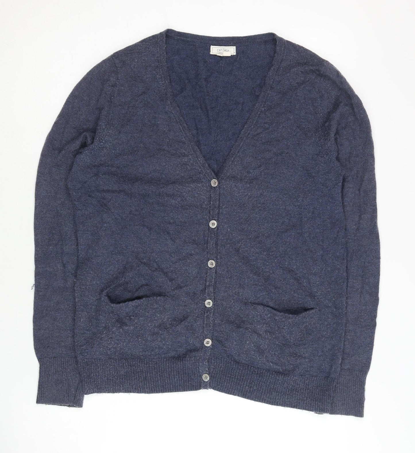Fat Face Women's Blue Cardigan, Size 12, Wool Blend