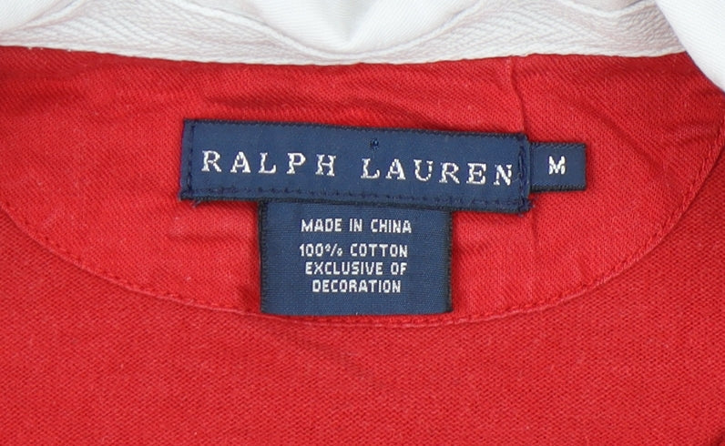 Ralph Lauren Men's Red Polo M Long Sleeve Cotton