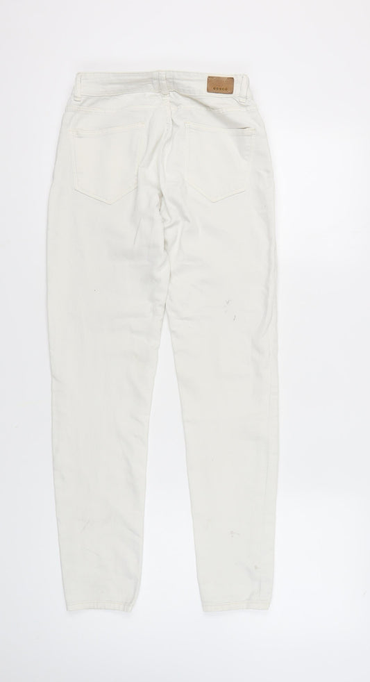 Cortefiel Women's Ivory Skinny Jeans, Size 2XS, Embroidered