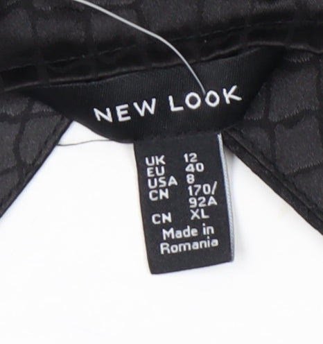 Brand and care label for New Look Women's Black Wrap Midi Dress, size 12