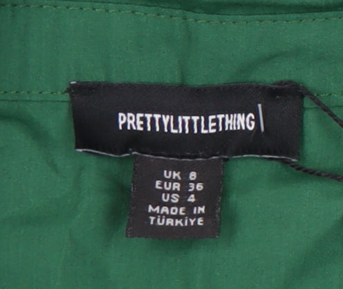 Brand and care label for PRETTYLITTLETHING Women's Green Dress, size 8
