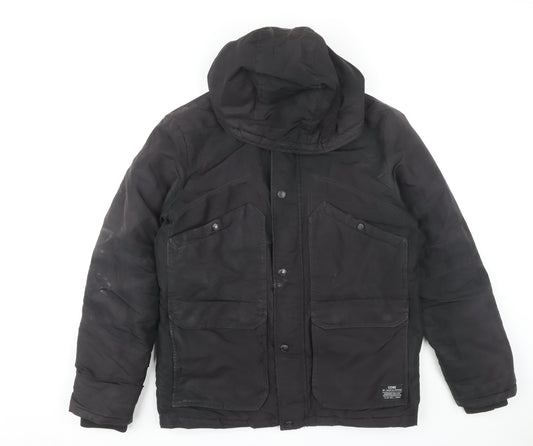 Jack & Jones Men's Black Hooded Parka Jacket L