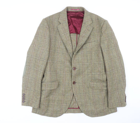 Barbour Men's Brown Wool Blazer Plaid 42R, Casual Classic