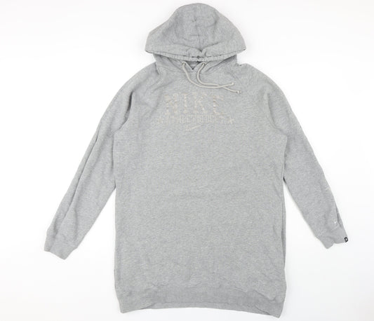 Womens UK L Regular Nike Grey Pullover Hoodie