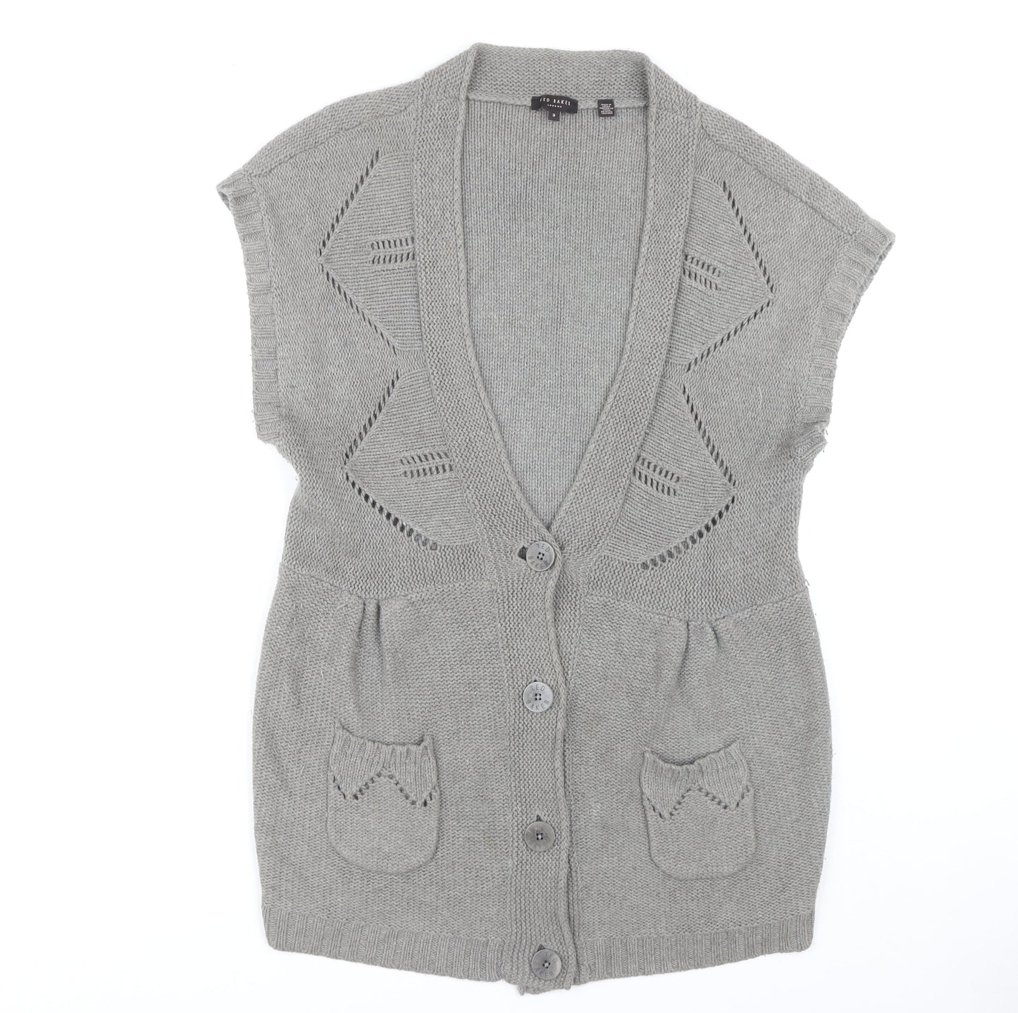 Ted Baker Women's Grey Sleeveless Cardigan M