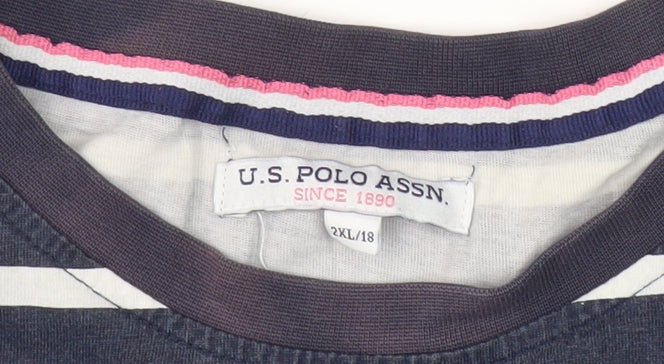 U.S. Polo Assn. Women's Blue Striped T-Shirt 2XL
